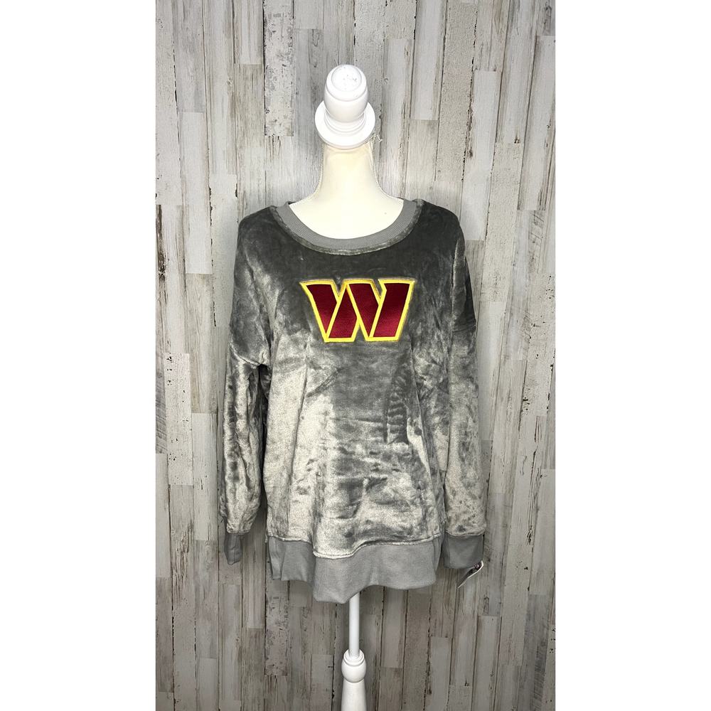 NWT‎ Washington Commanders Women's Heathered Gray Pullover Sweatshirt Size XL